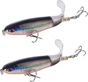 Fish Lures 2 Pcs 35g Bait Propeller Water Surface Tractor Rapid Vibration Pencil Plastic Hard Bait Simulation Bait Fishing Gear Fish Hook