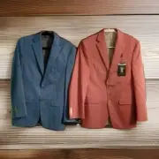 2 Lauren Ralph Lauren Men's UltraFlex Classic-Fit Sport Coats Coral & Blue 36