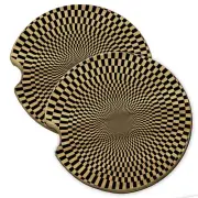 Tempo Pattern Hole Wood Car Coaster Gift Set fit Car & Truck Cup Holder