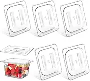 Polycarbonate Food Pan Lids, 5 Pcs 1/6 Size Clear Hotel Pan Cover, Plastic Steam Table Pan Lid (A)