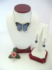 Brighton "CRYSTAL ROCKS PAPILLON" Necklace-Earring Set ($122) NWT/Pouch