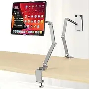 Tablet Stand Holder, Adjustable Foldable Tablet Arm iPad Desk Mount with 360°Rotate Base, Phone Holder iPad Stand for Desk and Bed, Compatible with Tablets, Phones or Other 4-15.6" Device
