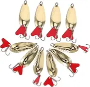 TOGEVAL 10Pcs Spoon Fishing Lure Set Durable Metal Baits with Realistic Shell Pattern for Freshwater Saltwater Fishing Excellent Casting Range Light Reflecting Design for Enhanced