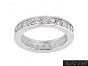 0.40Ct Round Diamond Wedding Eternity Band Ring 14k White Gold I SI2 Prong Set