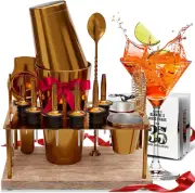 Bar Set Cocktail Shaker Set Bartender Kit, 17 Piece Gold Cocktail Set, Mixology
