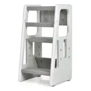 Giantex Kids Step Stool Toddler Learning Stool Adjustable Toddler Tower Kitchen Countertop Bathroom Grey