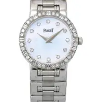 在飛比找Yahoo!奇摩拍賣優惠-真品Piaget伯爵DANCER舞者系列18K白金鍊帶鑽錶