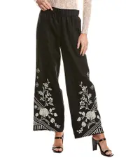 Johnny Was Seamed Linen Pant xs Black