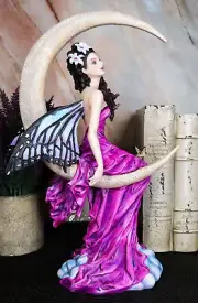Ebros Large Amethyst Moon Celestial Butterfly Fairy Statue 11" Tall
