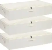 Under Bed Storage Containers Organizers, 23.6x11.8x5.9in(3-Pack), Beige