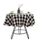 Buffalo Plaid Round Tablecloth Checkered Cotton Linen Table Cover for Kitchen...