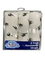 [Big Softies] Flannelette Wraps 3 Pack in White