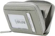 [ILIYAH] Women's Wallet Genuine Leather RFID Blocking Large Capacity Ladies Wallet Wristlet Clutch Card Holder Small Ladies Purse with ID Window, Grey, Minimalist