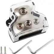 3 Way Power Distribution Block Zine-Alloy, 1X 0/2/4 Gauge in 3X 4/8 Gauge Out Au