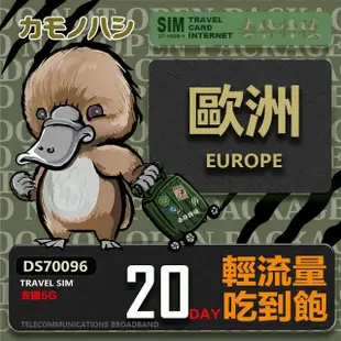 【鴨嘴獸 旅遊網卡】Travel Sim 歐洲20天上網卡(歐洲上網卡 歐洲網卡 吃到飽網卡)