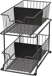 SimpleHouseware 2 Tier Cabinet Wire Basket Drawer Organizer, Brown
