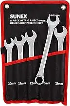 Sunex 9605M Raised Panel Metric Combination Wrench Set, CR-MO, 20mm - 24mm, 5-Piece