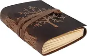 moonster Leather Journal Lined Notebook - Embossed Tree of Life Journal for Women, 7 x 5 Inch Diary Drawing Notebooks with Lined Diary Paper - College Ruled Leather Journals for Women - 400 Pages