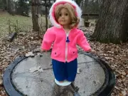 Royal Blue and Salmon snowsuit fits American Girl dolls handmade and new