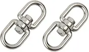 M6 Swivel Keychain Connectors Stainless Steel Swivel Ring, Pack of 2 Double Ended Rotating Hooks, Rotating Shackle Steel Double Ended Hook Shape of 8 Rotating Ring Eyelet Connector
