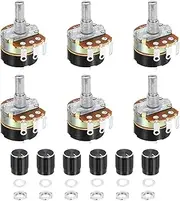 uxcell 6 Pack WH138 Potentiometer 10K Ohm Single-Joint Variable Resistors 3 Terminals Linear Taper Rotary with Knob Cap for Audio Volume Control
