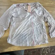 Eberjey Button Down Pocket Modal Long Sleeve Pajama Top L