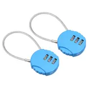 2Pcs Small Combination Lock 3 Digit Luggage Padlock with 4.7 Inch Wire Blue