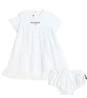 [Balmain Kids] Balmain Kids Polka-dot jersey and tulle dress and bloomers set M 24 white