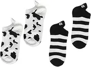 [OATIPHO] Fashionable Cow Pattern Socks 2 Pairs Ankle Socks for Girls in Soft Cotton