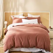MyHouse Stonewash Quilt Cover Set 210X210cm - Clay - Queen
