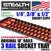 STEALTH 3 x 18" Rail 1/4", 3/8", 1/2" Twist Lock Socket Tray
