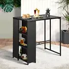Livsip Rattan Outdoor Bar Table Furniture Cafe Table Patio Setting Dinning Table