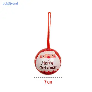 Bdgf聖誕馬口鐵糖果盒球糖果罐禮品包裝盒圓形球形印花迷你盒兒童禮品樹掛用品tw