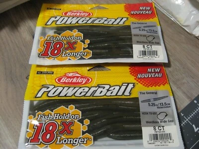 2 Packs Berkley 5.25" General Stick Worm Soft Fishing PowerBait Watermelon