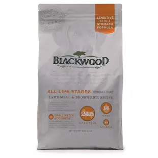 美國BLACKWOOD柏萊富-天然寵糧功能性全齡護膚亮毛配方(羊肉+糙米)15LB(6.8KG)