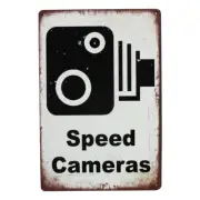 2x Warning Sign Tin Sign 200x300mm Metal Speed Cameras High Quality