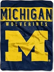 Northwest NCAA Michigan Wolverines Raschel Throw Blanket, 60" x 80", Basic