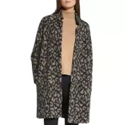 Basler BLACK MULTI Wool Blend Animal Print Coat, US 12
