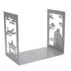 Metal Bookend AntiSlip Ancient Style Desktop Bookshelf Book Divider Craft For