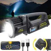 Portable Led Solar Torch Lights Flashlight Camping Search Light Usb Rechargeable
