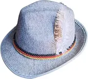 [Ｓｉｍｈｏａ] Mens Fedora Hat Derby Bowler Hat Dress Decor Photo Props Cosplay Classic Jazz Hat Curled Brim Cap for German Dress up Events