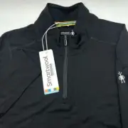 Smartwool Merino Wool 1/4 Zip Base Layer Performance Pullover Black Mens Size S
