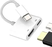 USB C to HDMI Adapter(2in1)Type C Charging Cable Port for iPad MacBook Laptop Projector Accessories for Apple iPhone 16 15 Pro Max Converter 4K TV Digital Display Screen Adaptor Compatible for Samsung