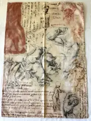 NWT VTG 2005 British Museum Michelangelo Tea Towel 100% Cotton 26.5" X 18.5"