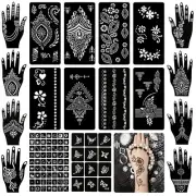 Koogel 18 Sheets Henna Tattoo Stencils, Temporary Flower Patterns Glitter Air...