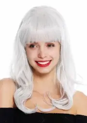 Women's Wig Ladies Long Fringe Wavy Light Grey Silver-Grey GFW3129