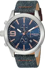 New Diesel Men's Watch DZ4450 Rasp Chrono Blue Denim Watch