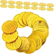 TOBBOMEY Realistic Pirate Coin Toys 100Pcs Plastic Fake Coin Set for Boys and Girls' Simulation Treasure Hunt Games