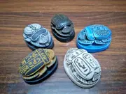 5X Ancient Egyptian Antiques Scarab Beetle khepri with hieroglyphics pharaoh