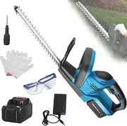 Handheld Hedge Trimmer, 5050R/min Cordless Shrubbery Shear Trimmer, 49Cm Electric Grass Shear with Brushless Motor, 1 Rechargeable Battery and Charger for Garden Lawn Green B